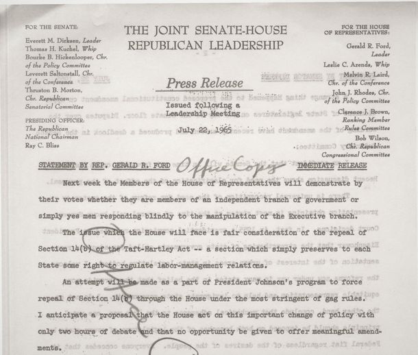 Press Release of the Joint Senate-House Republican Leadership, July 22, 1965