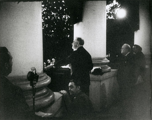 President Franklin D. Roosevelt and Prime Minister Winston Churchill Pictured at the National Christmas Tree Lighting Ceremony, December 24, 1941
