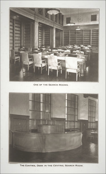 Page from the First Annual Report of the Archivist of the United States Showing "Search Rooms" in the New National Archives Building, 1935