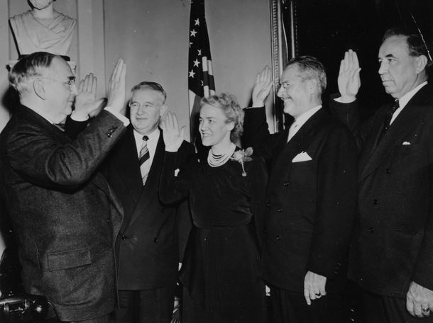 Reenactment of Oath-taking in the Vice President's Office, January 3, 1949