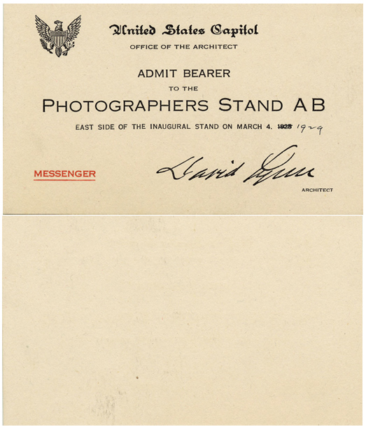 Ticket, 1925 Inauguration Ceremonies  (Acc. No. 11.00043.001)