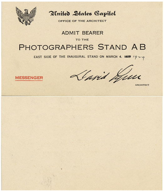 Ticket, 1925 Inaugural Ceremonies (Acc. No. 11.00043.001)