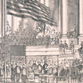 Inauguration of the Sixteenth President of the United States—Scene in Front of the Capitol at Washington, D.C.—Abraham Lincoln, President-Elect, Reading His Inaugural Address, Previous to Receiving the Oath of Office from Chief Justice Taney, March 4th, 1861. (Acc. No. 38.00134.001)