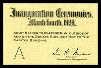 Ticket, 1929 Inaugural Ceremonies (Acc. No. 11.00044.007a)
