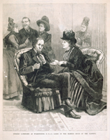 Female Lobbyists at Washington. D. C.—A Scene in the Marble Room of the Capitol.—Senators in the Toils. (Acc. No. 38.00131.002)