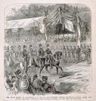 The Grand Review at Washington, D.C., May 24th, 1865—President Johnson, Lieutenant General Grant and Others Inspecting Sherman's Army—Sherman Saluting at the Head of His Staff. (Acc. No. 38.00259.001)
