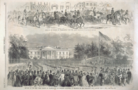 Arrival of Horses at Washington for the Army. / Review of the New York Troops at washington, by General Sandford, in Presence of the President and the Cabinet, July 4, 1861. (Acc. No. 38.00263.001)