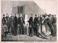 President Johnson Receiving the Congratulations of His Friends, on the Verdict of Acquittal, May 16th, at the White House, Washington, D.C. (Acc. No. 38.00378.001b)