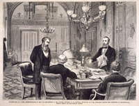 Washington, D.C.&mdash;The Committee-Room of the War Department in the Capitol&mdash;General W.W. Belknap, Secretary of War, Appearing before the Committee on Expenditures. (Acc. No. 38.00405.001)