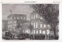 Impeachment&acirc;&euro;&rdquo;Scene in "Newspaper Row," Washington, on the Night After the Vote. (Acc. No 38.00426.001)