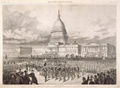 The Inauguration. / washington, d. c.—the grand procession wheeling into the grounds of the capitol and marching past the president and cabinet—the west point cadets passing the portico. (Acc. No. 38.00104.001)
