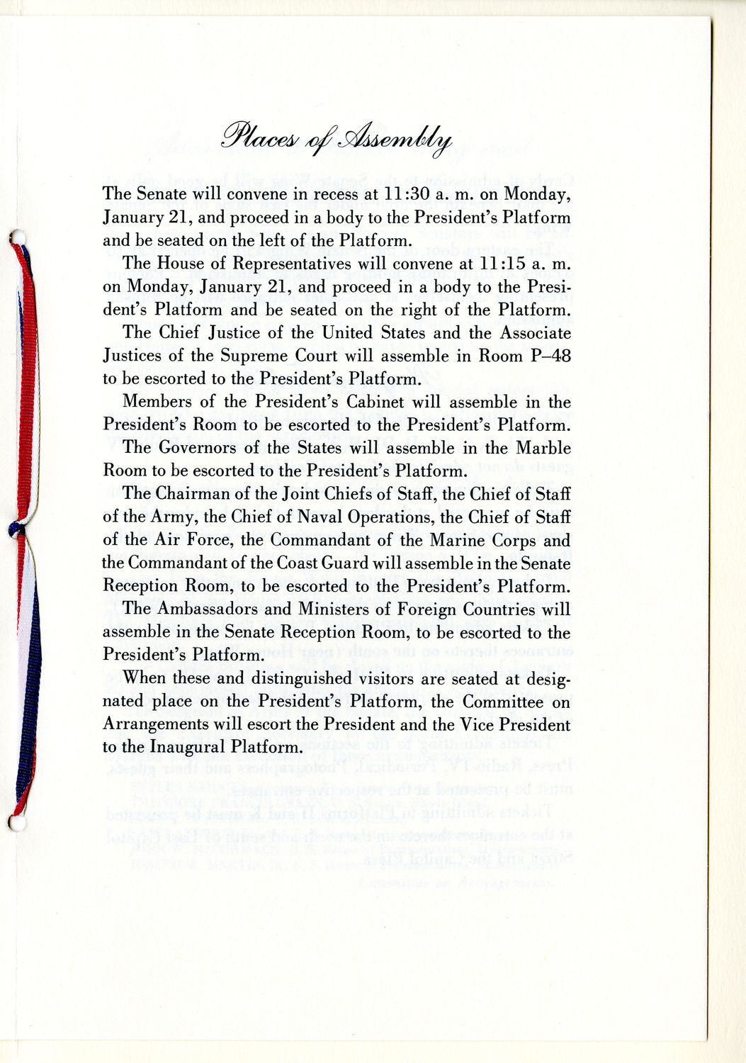 Program, 1957 Inaugural Ceremonies (Acc. No. 11.00037.001b)