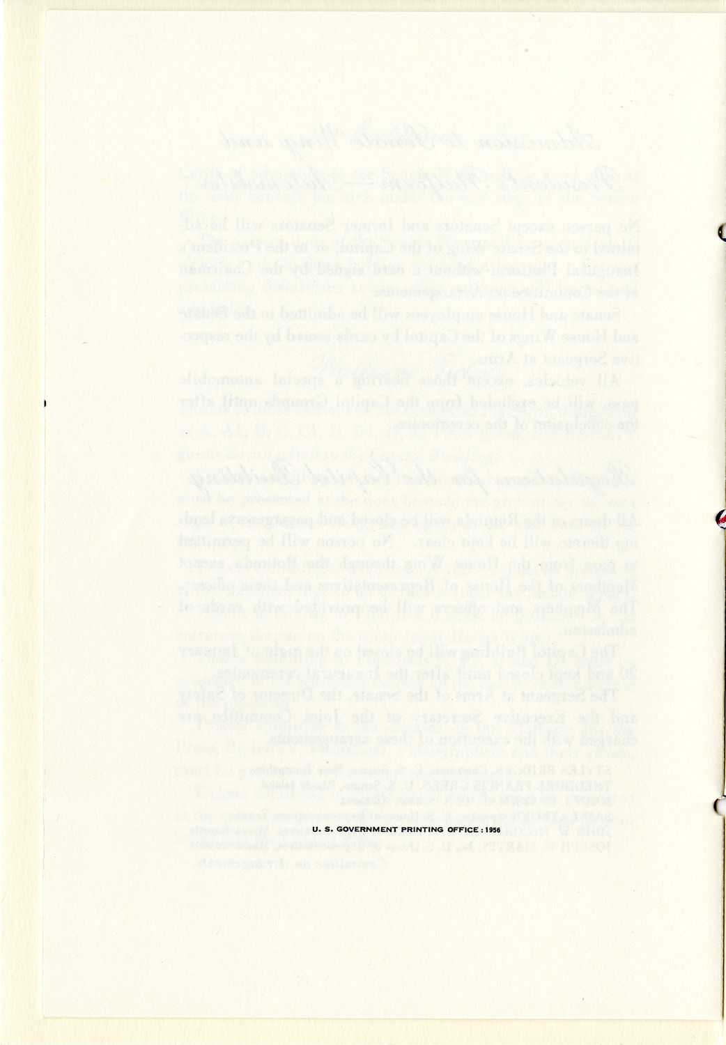 Program, 1957 Inaugural Ceremonies (Acc. No. 11.00037.001b)