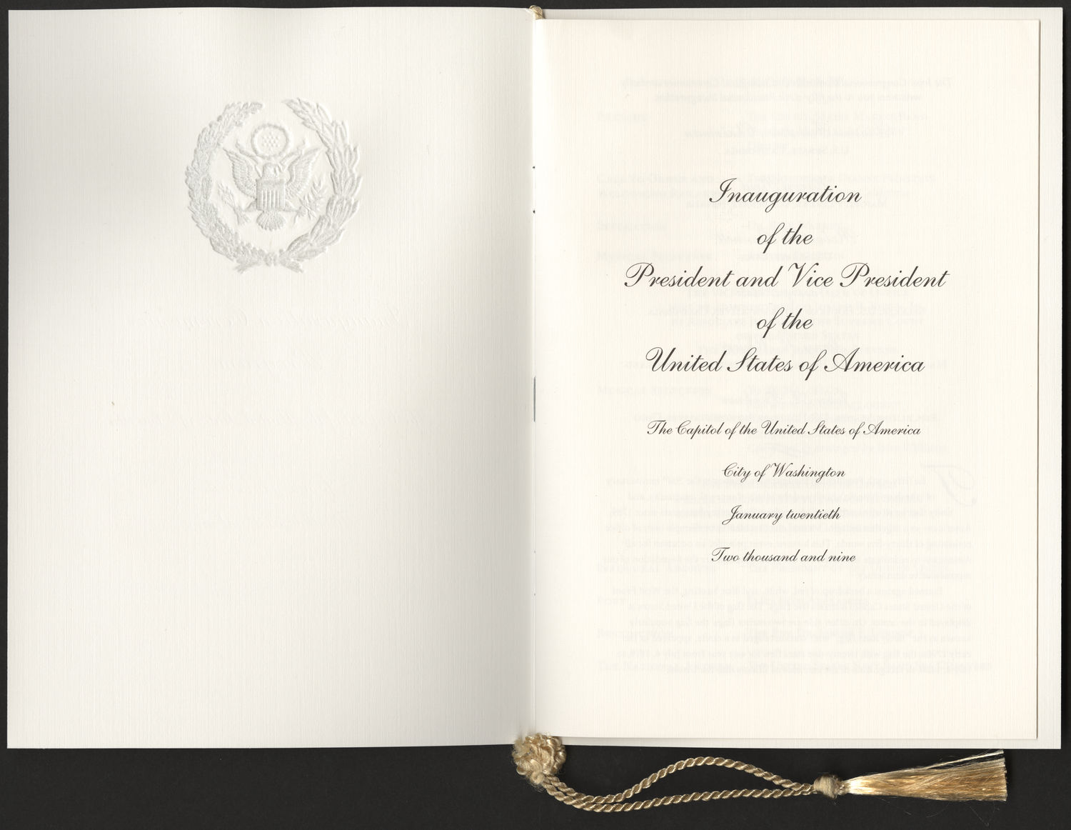 Program, 2009 Inaugural Ceremonies (Acc. No. 11.00102.001d)