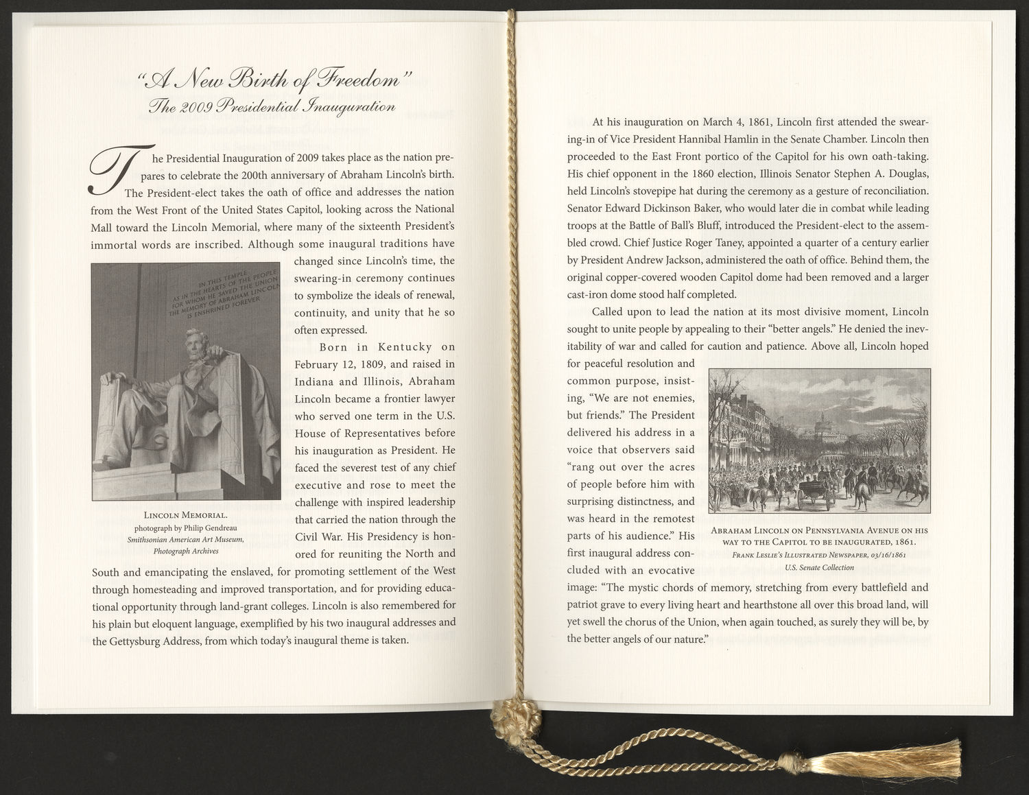 Program, 2009 Inaugural Ceremonies (Acc. No. 11.00102.001d)