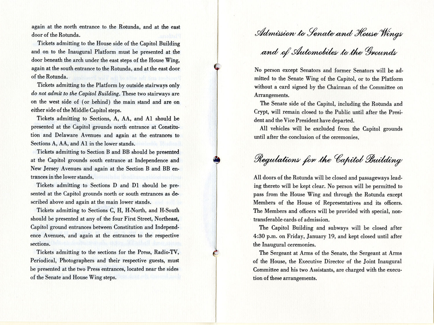Program, 1973 Inaugural Ceremonies (Acc. No. 11.00120.003)