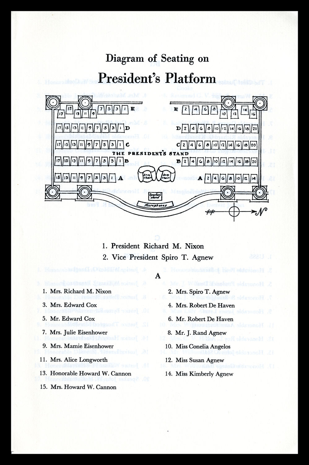 Diagram of Seating, 1973 Inaugural Ceremonies (Acc. No. 11.00120.010)