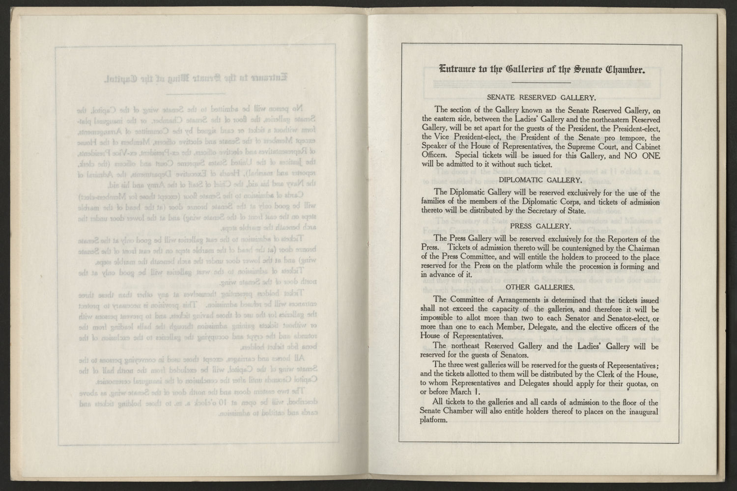 Program, 1913 Inaugural Ceremonies (Acc. No. 11.00123.001d)