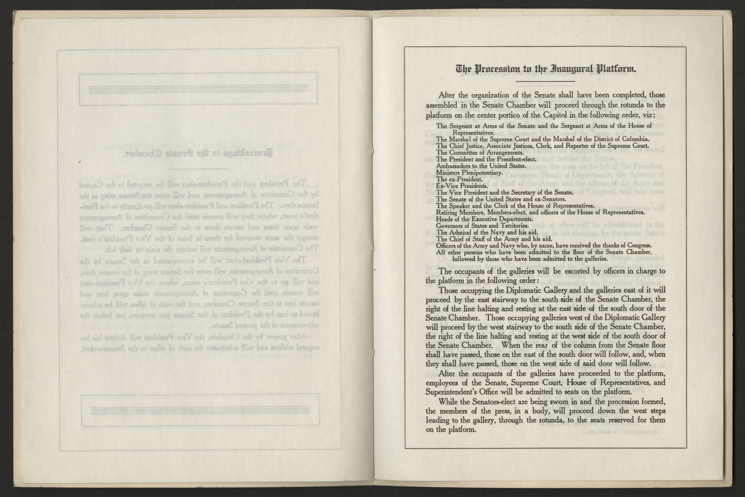 Program, 1913 Inaugural Ceremonies (Acc. No. 11.00123.001d)