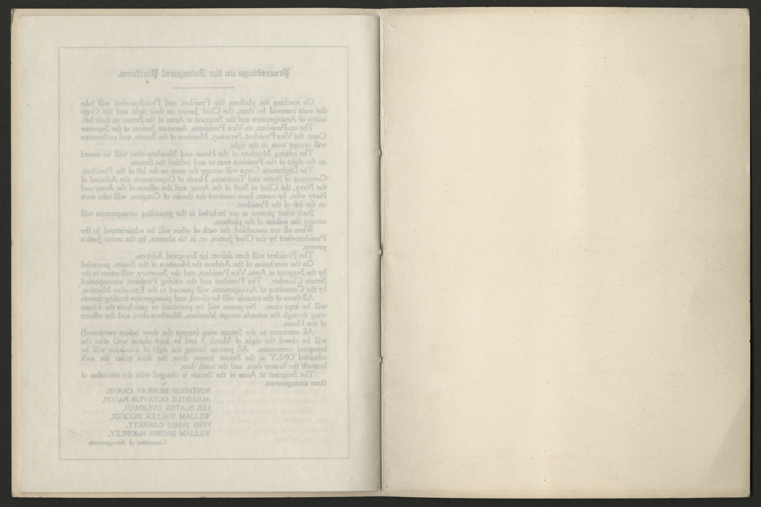 Program, 1913 Inaugural Ceremonies (Acc. No. 11.00123.001d)