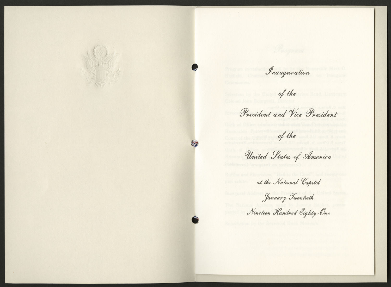 Program, 1981 Inaugural Ceremonies (Acc. No. 11.00125.002)