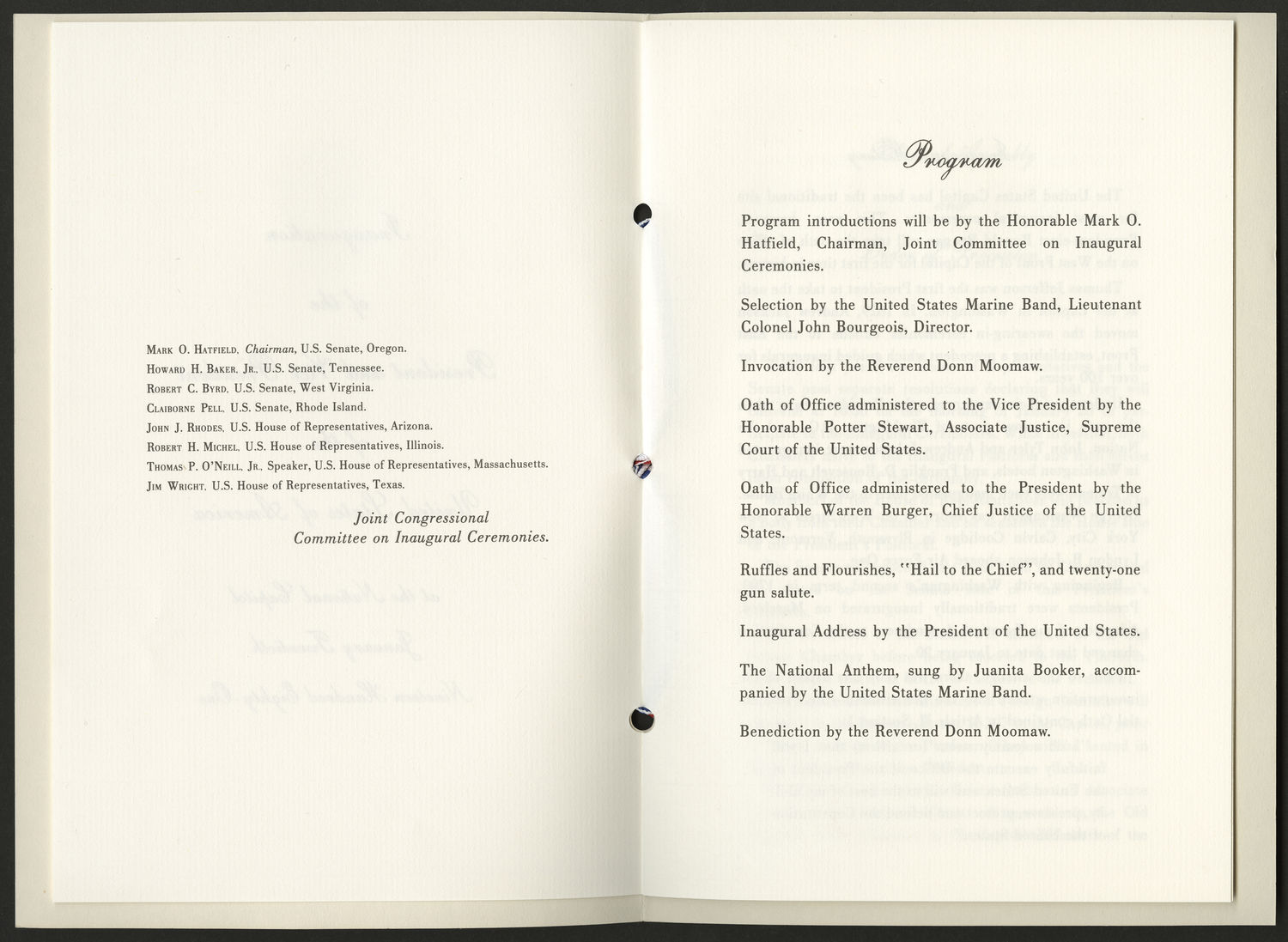 Program, 1981 Inaugural Ceremonies (Acc. No. 11.00125.002)