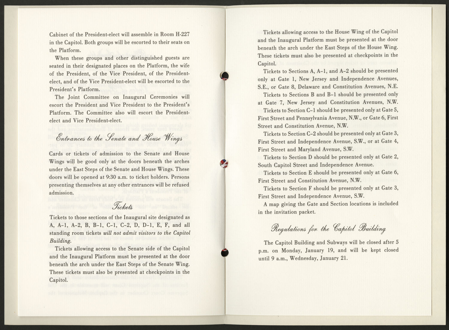 Program, 1981 Inaugural Ceremonies (Acc. No. 11.00125.002)
