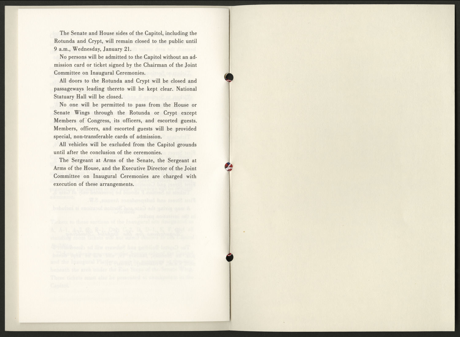 Program, 1981 Inaugural Ceremonies (Acc. No. 11.00125.002)