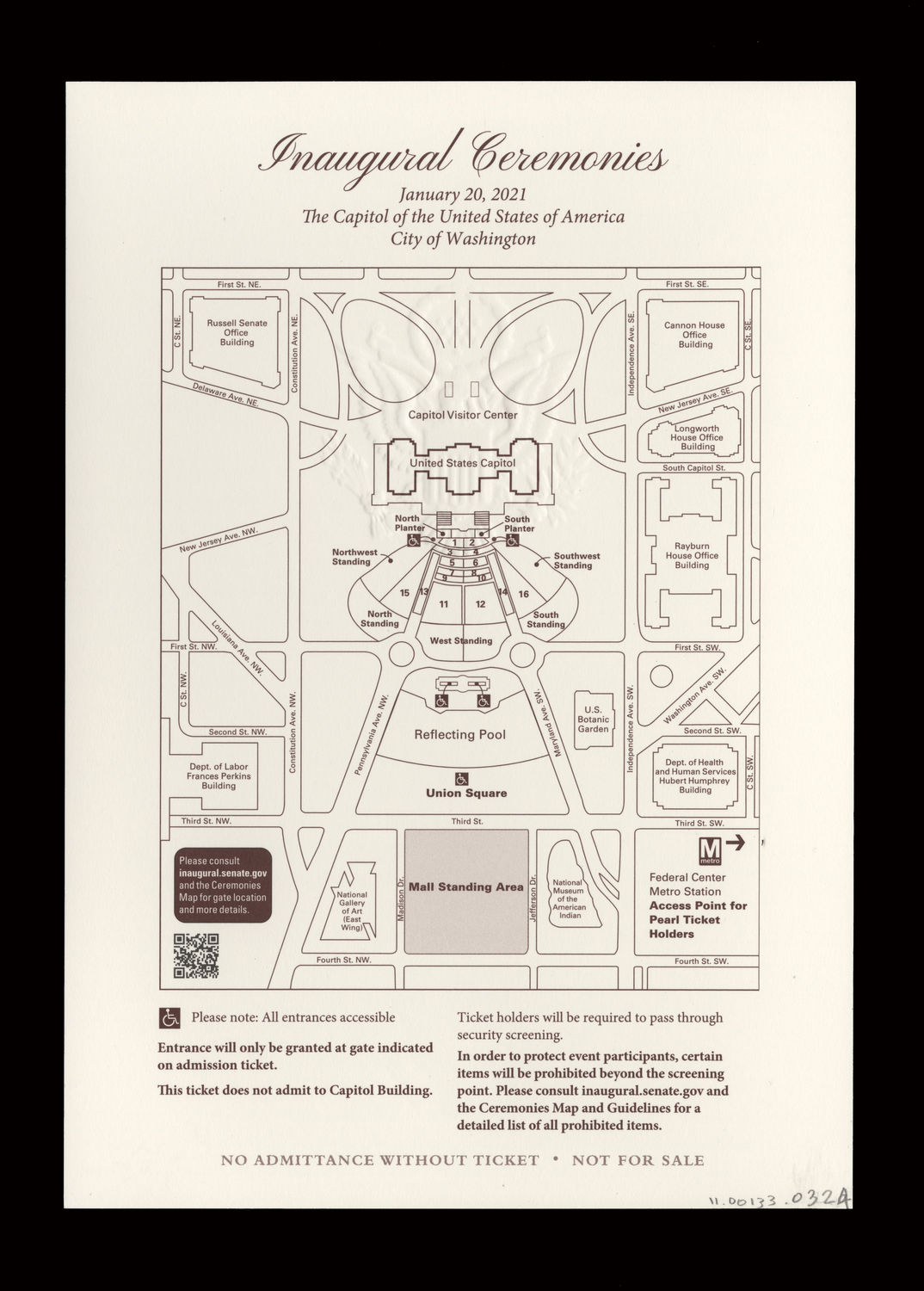 Ticket, 2021 Inaugural Ceremonies (Acc. No. 11.00133.032a)