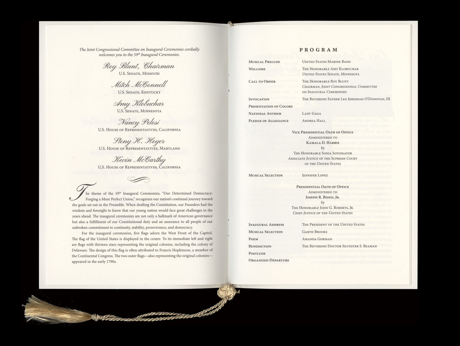 Program, 2021 Inaugural Ceremonies (Acc. No. 11.00133.032e)