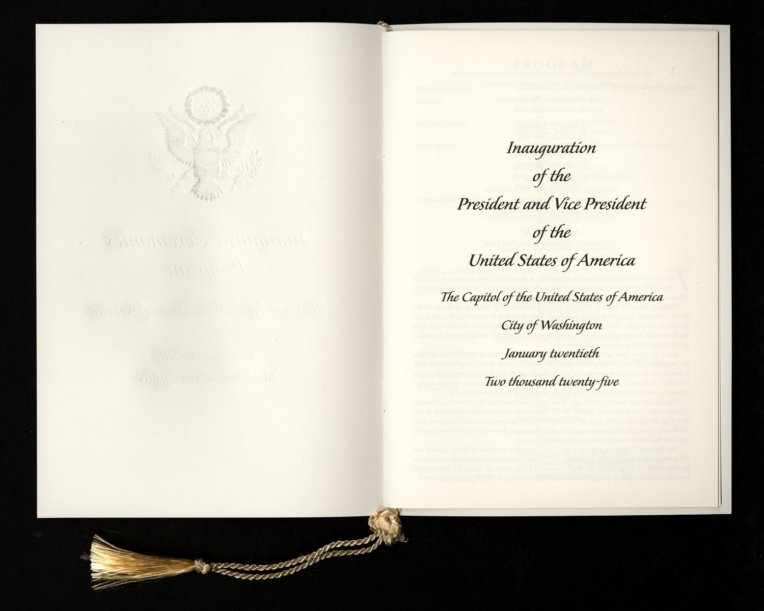 Official Program, 2025 Inaugural Ceremonies (Acc. No. 11.00141.011)