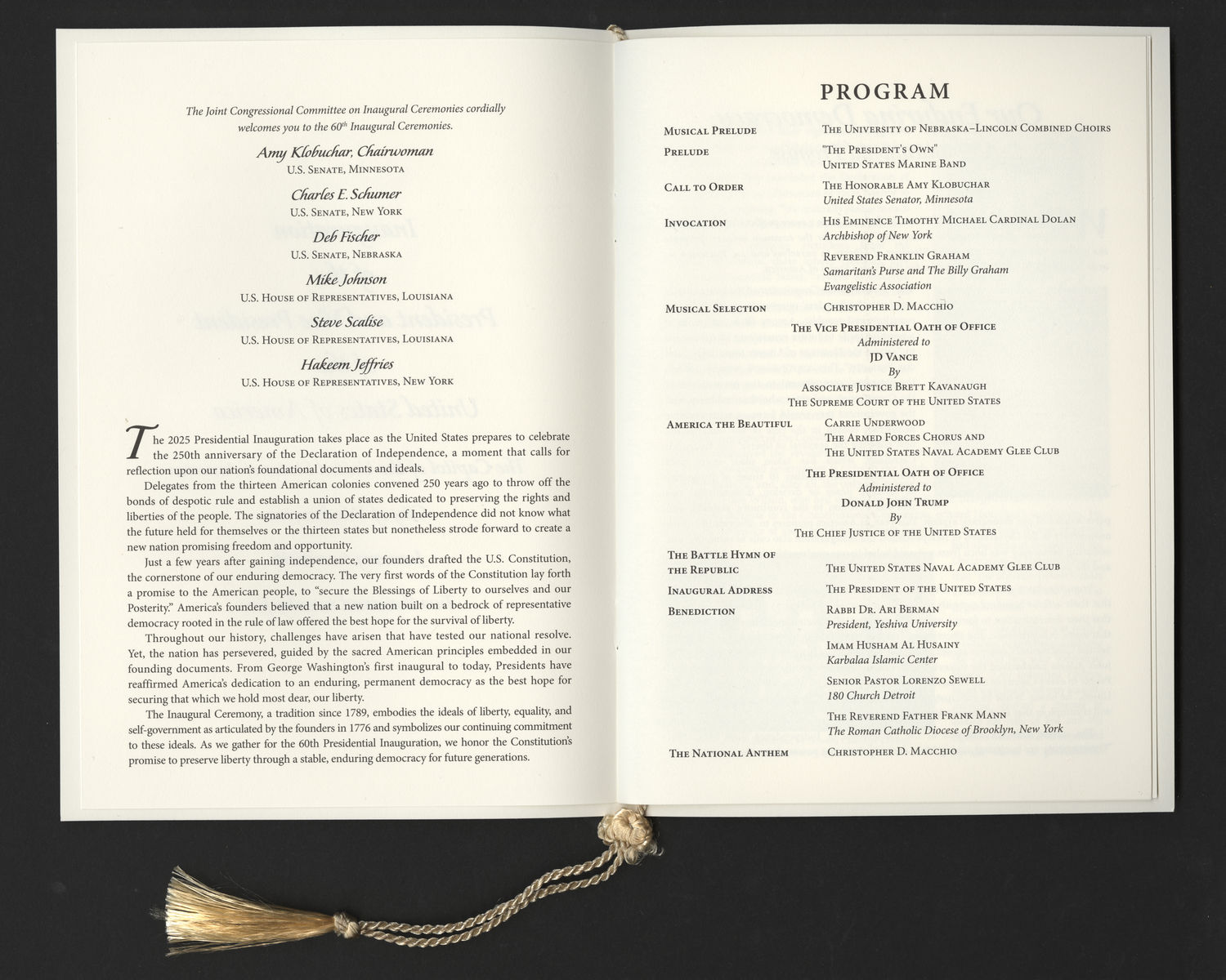 Official Program, 2025 Inaugural Ceremonies (Acc. No. 11.00141.011)