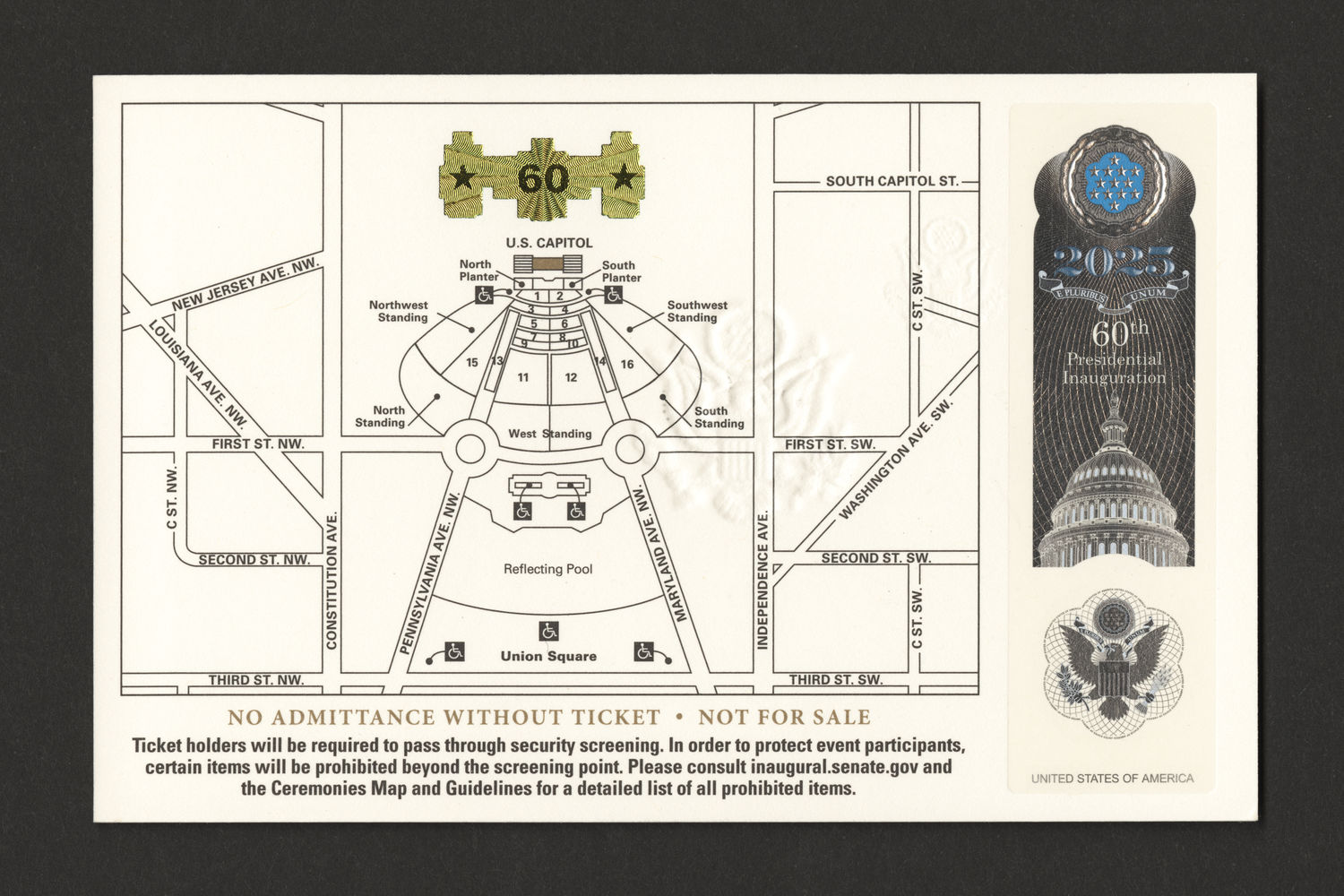 Ticket, President's Platform, U.S. Senator, 2025 Inaugural Ceremonies (Acc. No. 11.00141.015)