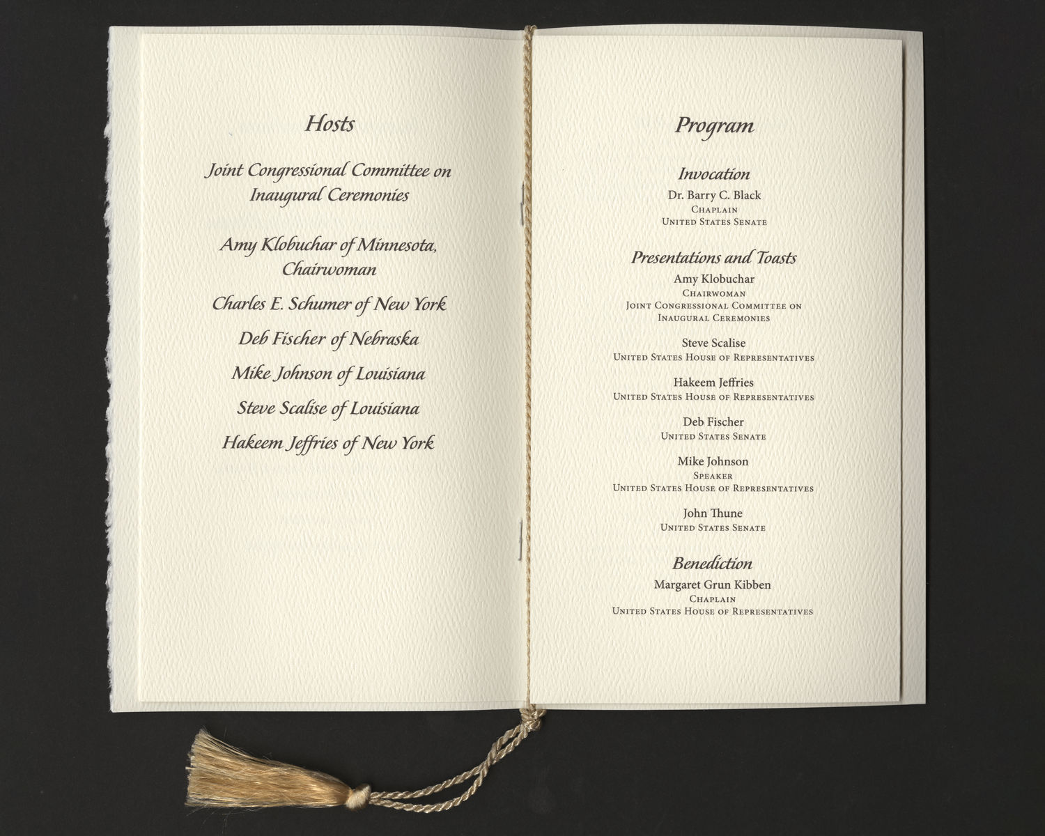 Program, Luncheon, 2025 Inaugural Ceremonies (Acc. No. 11.00141.077a)