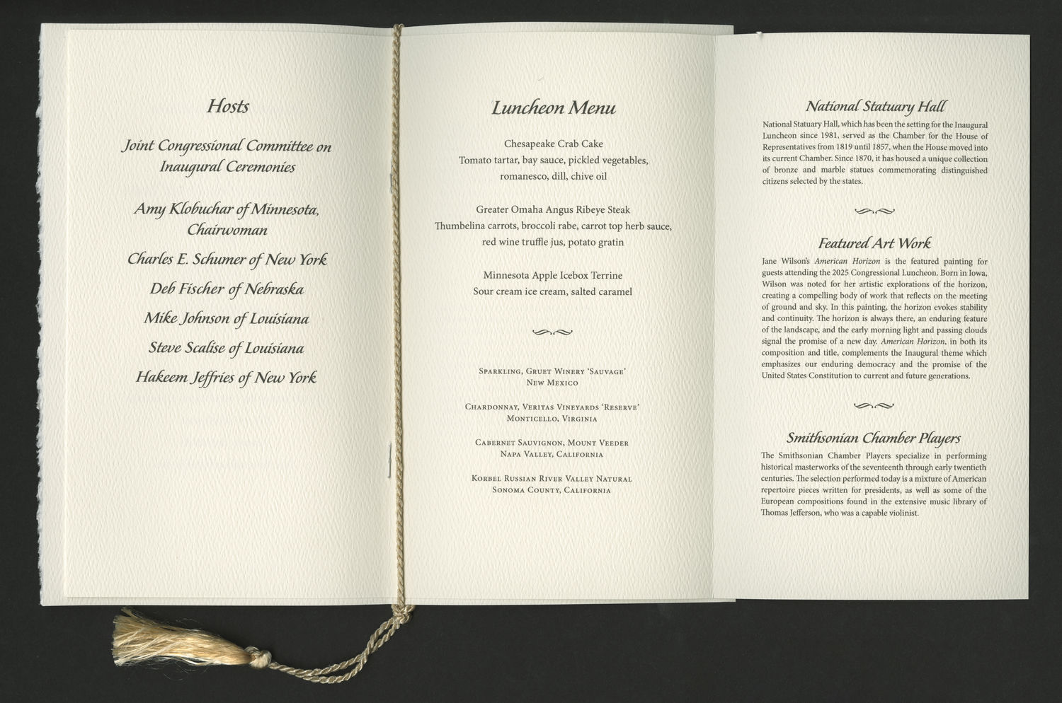 Program, Luncheon, 2025 Inaugural Ceremonies (Acc. No. 11.00141.077a)