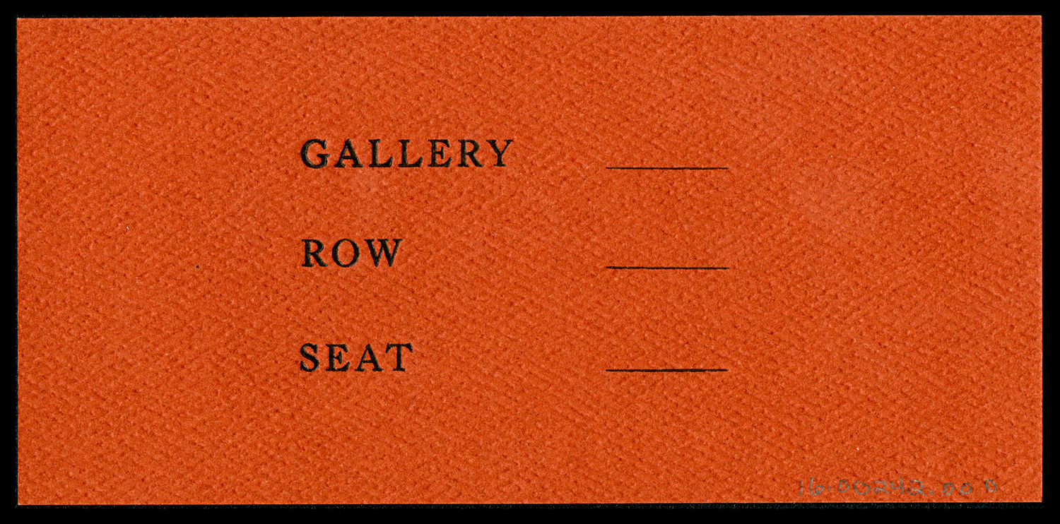 Ticket, Swearing-In Ceremony for New and Returning Senators, Senate Gallery, 112th Congress (Acc. No. 16.00242.000)