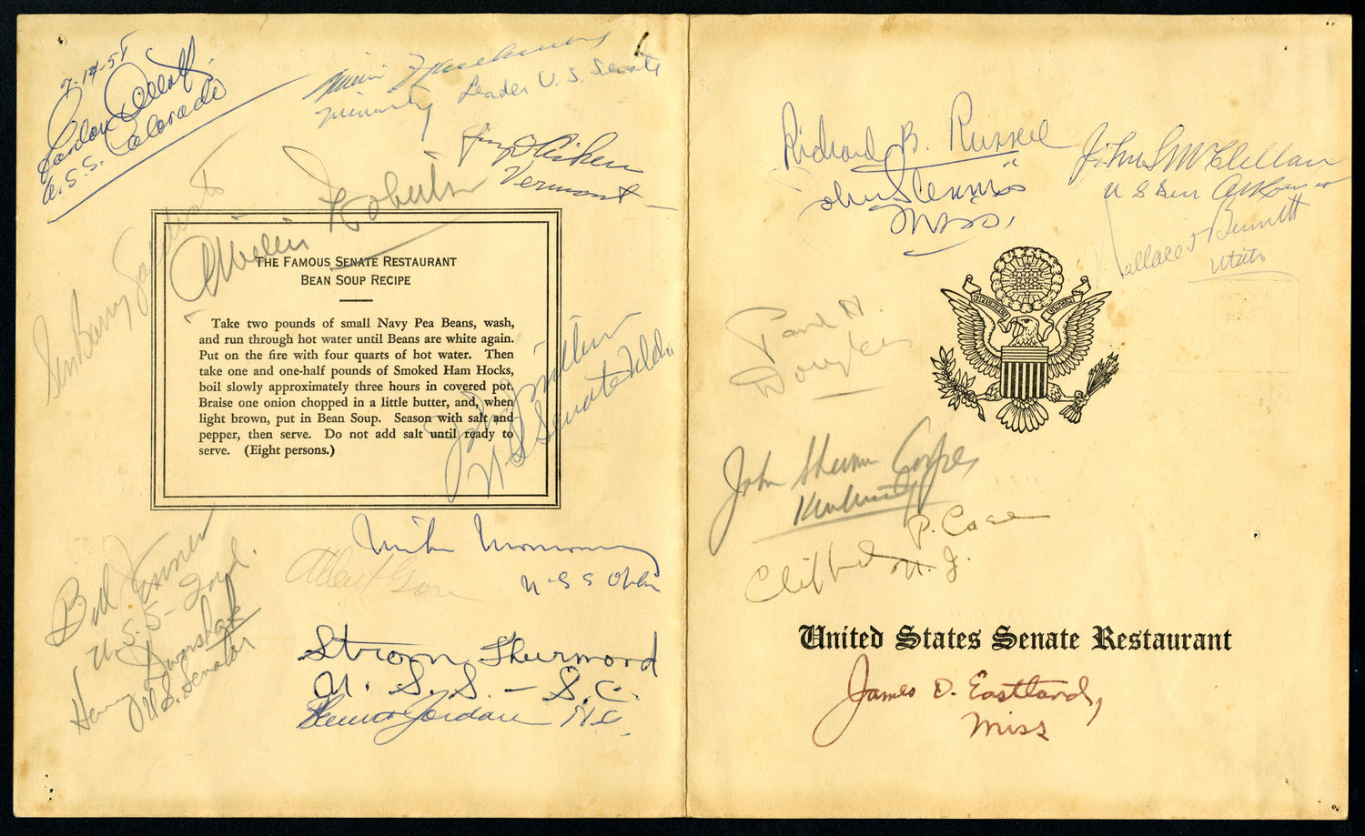 Menu, United States Senate Restaurant (Acc. No. 16.00260.000)