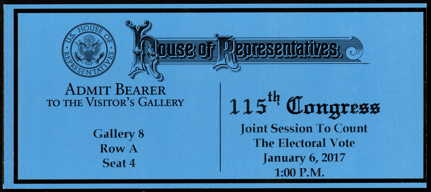 Ticket, Joint Session to Count the Electoral Vote, 115th Congress (Acc. No. 16.00288.001)