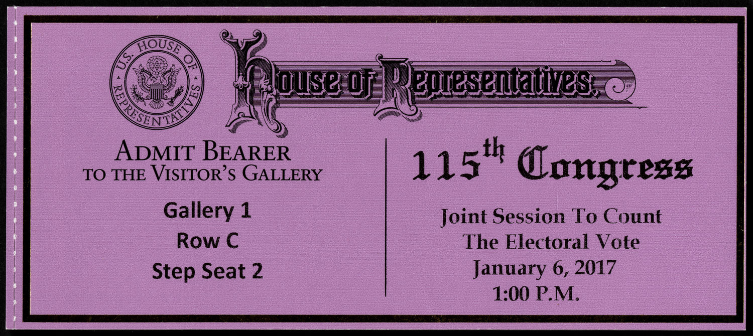 Ticket, Joint Session to Count the Electoral Vote, 115th Congress (Acc. No. 16.00288.002)