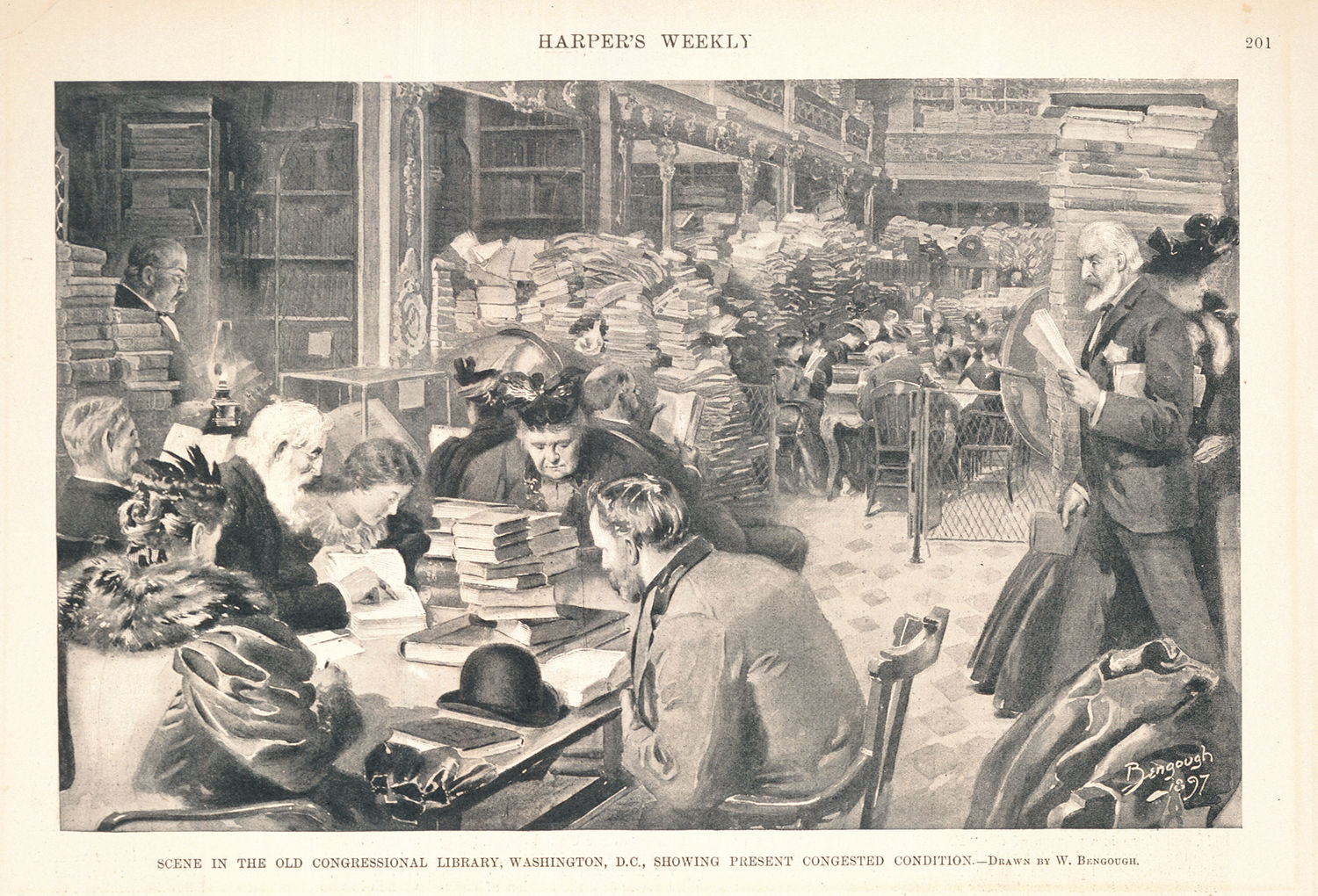 Scene in the Old Congressional Library, Washington, D.C., Showing Present Congested Condition. (Acc. No. 38.00144.001)