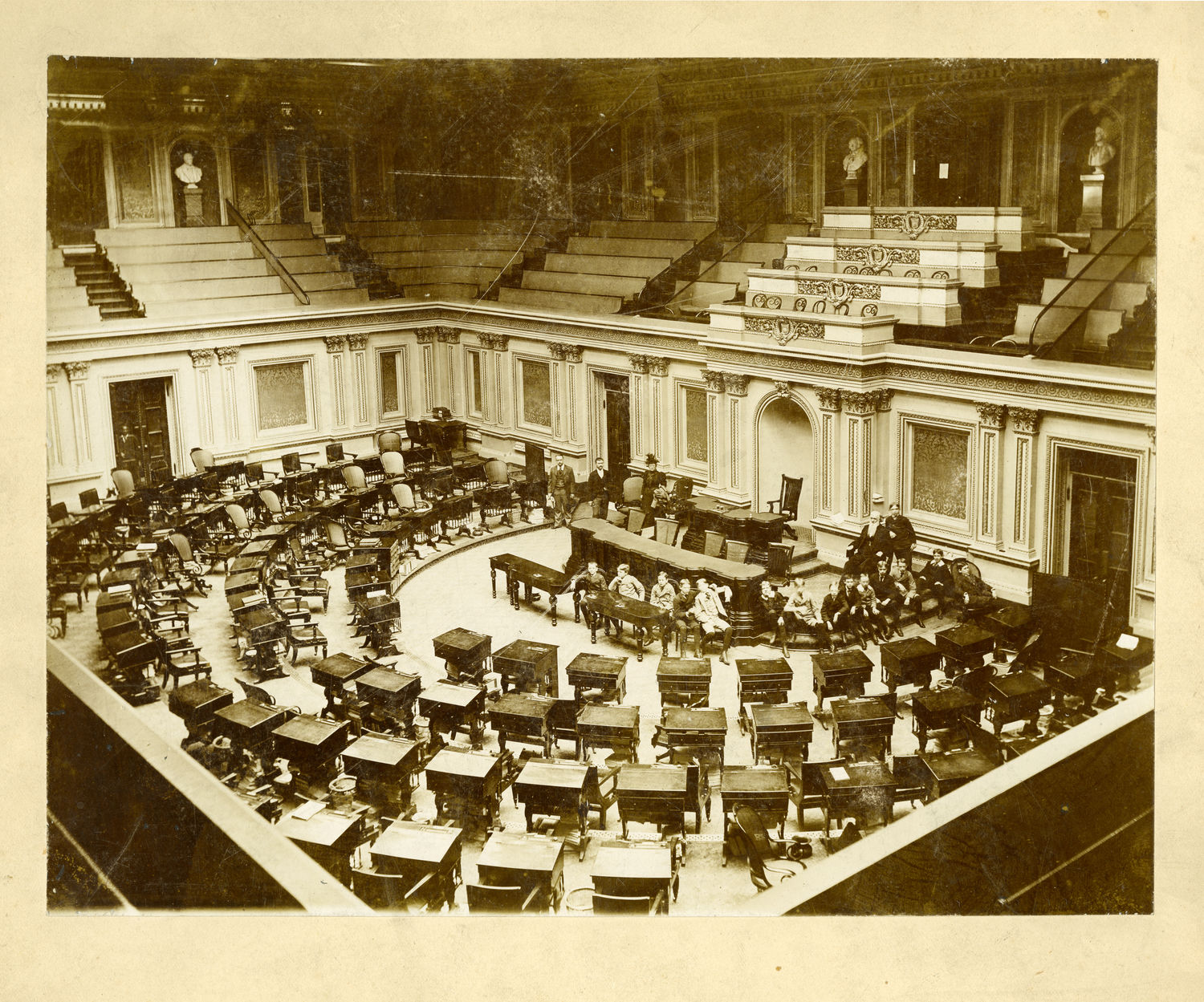 [U.S. Senate Chamber with Isaac Bassett and Pages] (Acc. No. 38.00503.001)