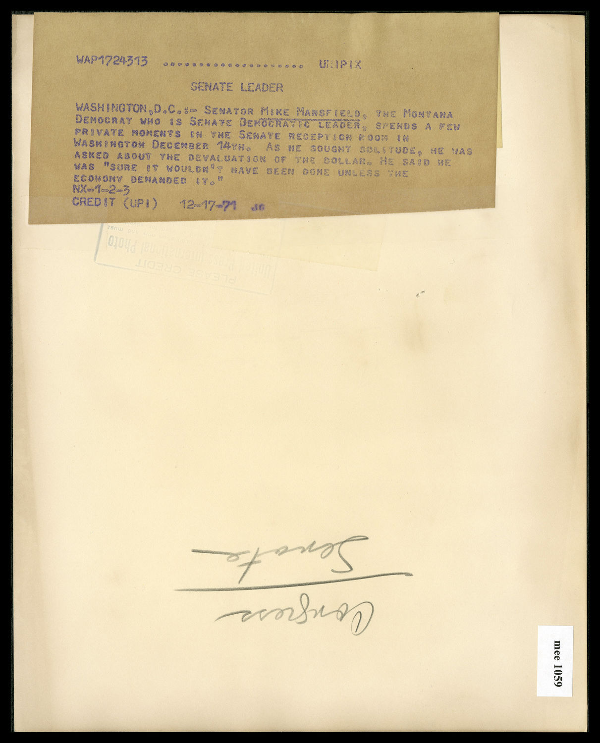 Senate Leader [Mike Mansfield] (Acc. No. 38.01191.001)