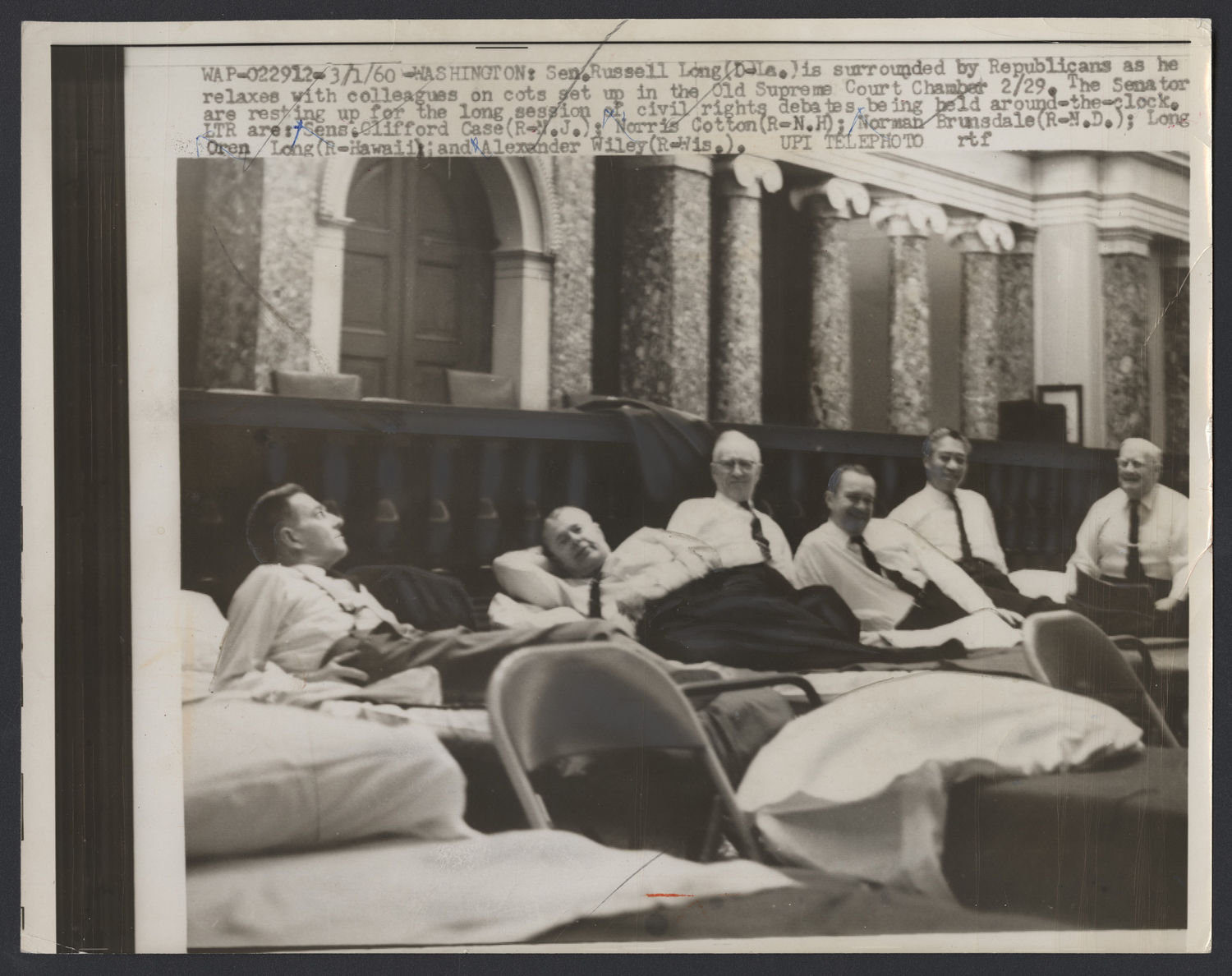 Senators Rest Before All-Night Session (Acc. No. 38.01242.001)