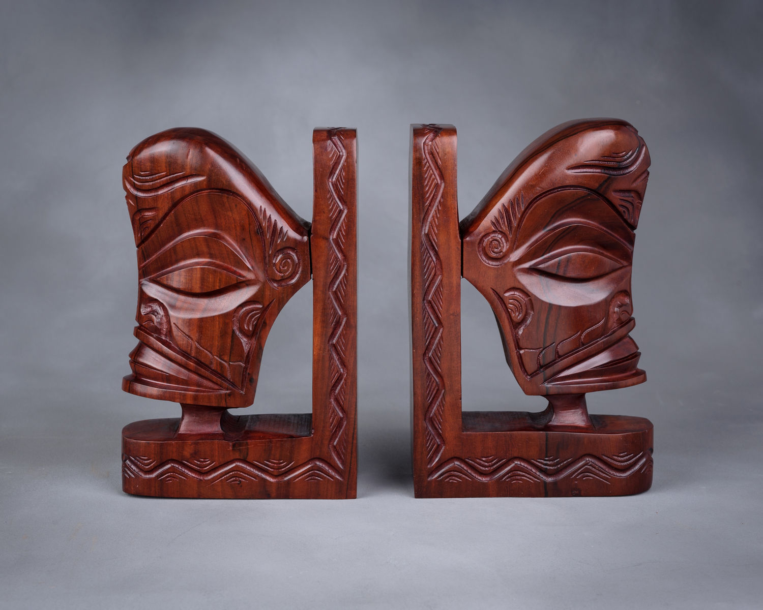 Carved Wood Bookends (Acc. No. 79.00042.001-002)