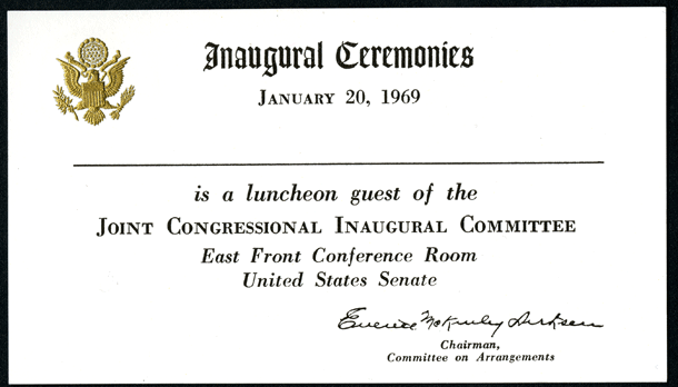 Ticket, 1969 Inauguration Luncheon (Acc. No. 11.00038.006a)