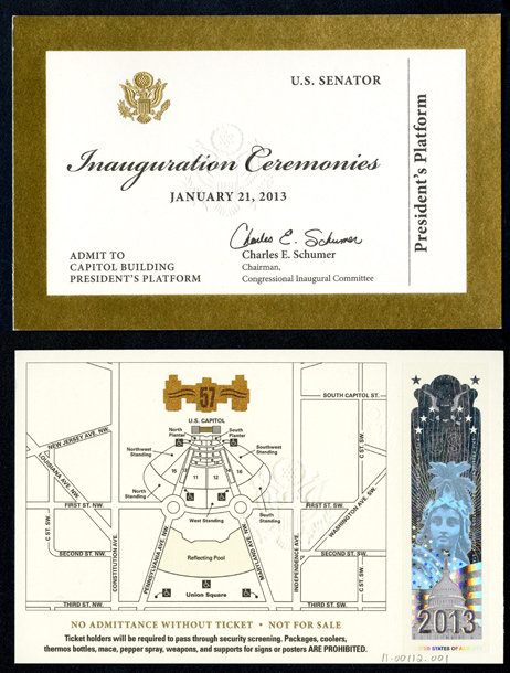 Ticket, 2013 Inaugural Ceremonies (Acc. No. 11.00112.001)