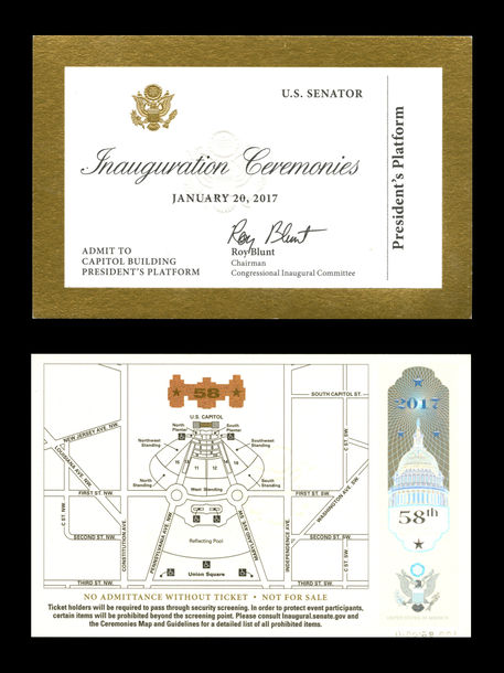 Ticket, 2017 Inaugural Ceremonies (Acc. No. 11.00128.001)