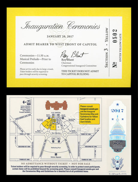 Ticket, 2017 Inaugural Ceremonies (Acc. No. 11.00128.014)