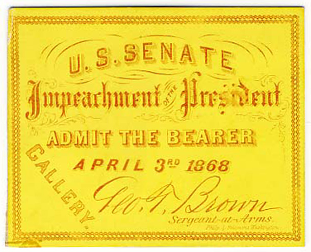 Ticket, 1868 Impeachment Trial, United States Senate Chamber (Acc. No. 16.00066.001)