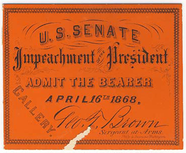 Ticket, 1868 Impeachment Trial, United States Senate Chamber (Acc. No. 16.00074.001)